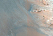 Monitor Low-Albedo Slopes along Coprates Chasma Ridge