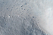 North-Pole-Facing Deposit in Crater Associated with Headwall Erosion