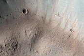 North-Pole-Facing Deposit in Crater Associated with Headwall Erosion