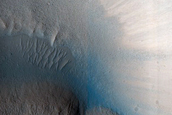 North-Pole-Facing Deposit in Crater Associated with Headwall Erosion