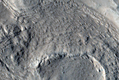Features around Crater in Tempe Terra