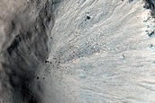 950m Crater on Flank Above Lobate Debris Apron in Phlegra Montes