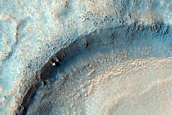 Layered Mesa in Crater West of Semeykin Crater