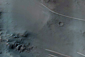 Well-Exposed Wall of 12-Km Crater in Tyrrhena Terra