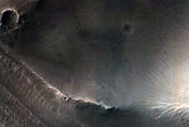 Valley Attached to Northern Mid-Latitude Crater