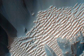 Large Crater on Slope of Layered Deposits