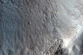 North-Pole-Facing Deposit in Three Craters Associated with Headwall Erosion