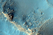 Exposed Crater Rim Deposits near Oxia Planum