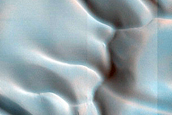 Polar Crater with Dunes and Summer Ice
