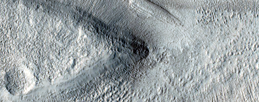 Branched Channel in Mid-Latitude Crater Ejecta