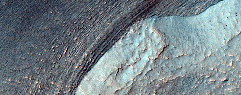Flow in Southern Mid-Latitude Crater