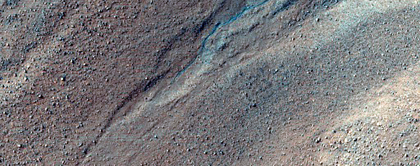 Gullies on West-Facing Wall of Gali Crater
