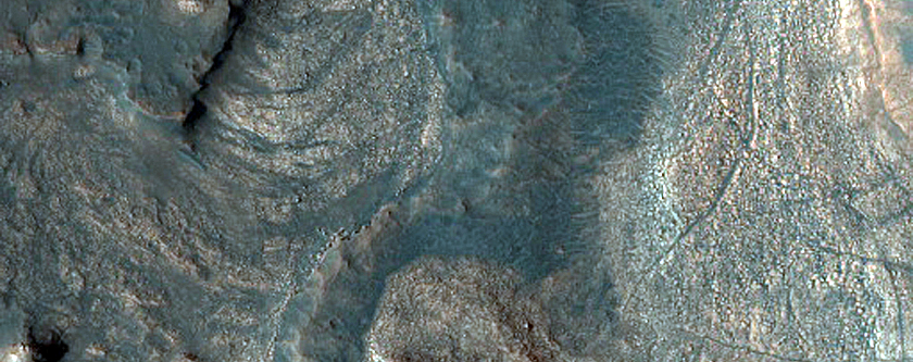 Crater on Floor of Mawrth Vallis Channel