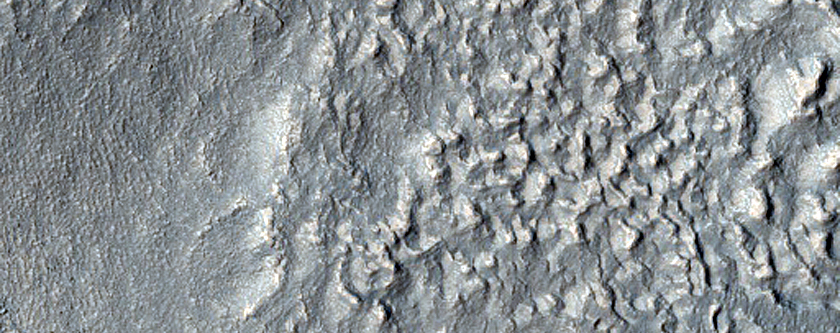 Channel Leaving Crater Ejecta South of Reull Vallis