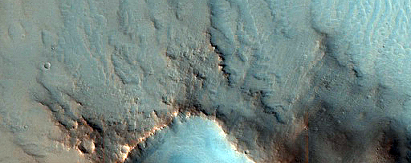Bedrock Exposed by Crater in Mawrth Vallis