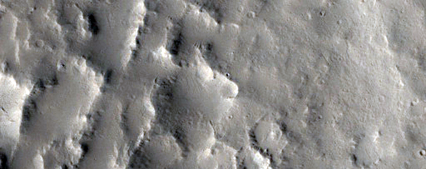 Distal Flow Deposits near Crater Southwest of Pettit Crater