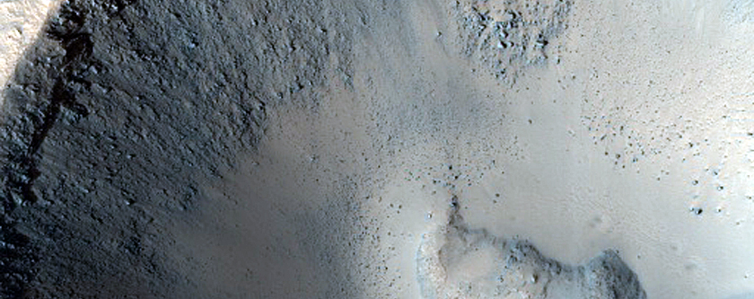 Frost Survey in Steep and Fresh-Looking Crater