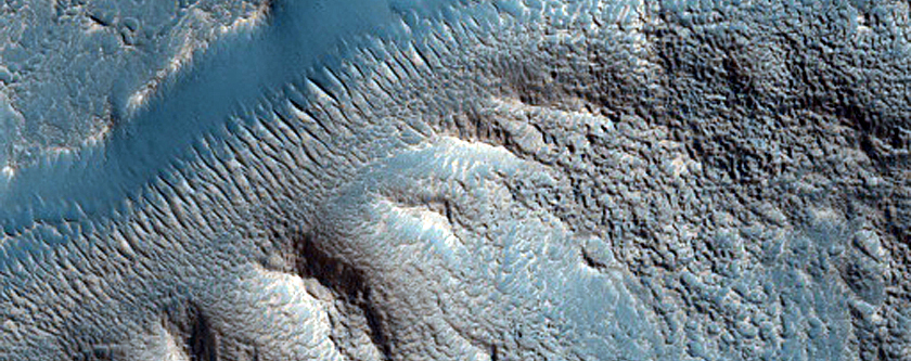 Channels in Degraded Crater in Arabia Terra