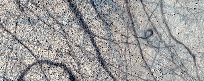 Landforms East of Wells Crater