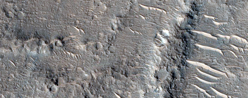 Narrow Ridge on Crater Floor in Hesperia Terra