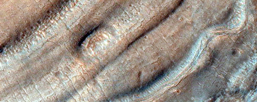 Southeast-Facing Gullies in Crater