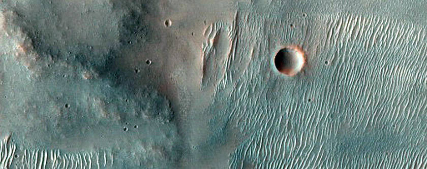 Gullies in Crater Wall