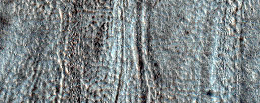 Crater on Debris Covered Glacier East of Hellas Planitia