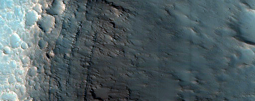 Crater Wall Exposure in Far Southwest of Oxia Planum