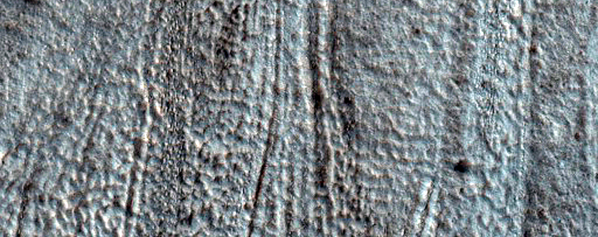Crater on Debris Covered Glacier East of Hellas Planitia