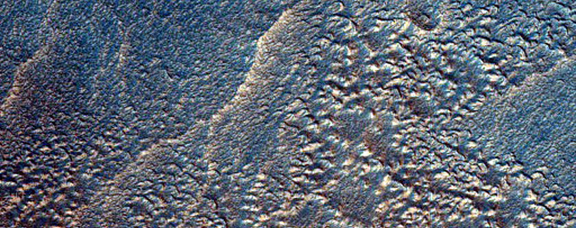 Layers on Floor of Crater in Mesa in Deuteronilus Mensae