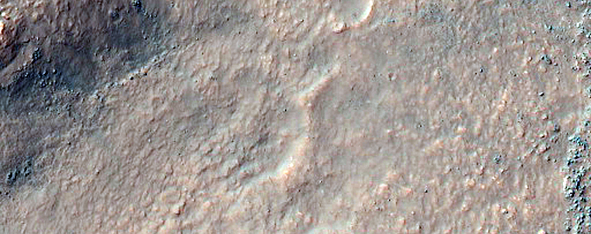 Lobe-Shaped Landform at Terminus of Valleys in Northwest Kaiser Crater
