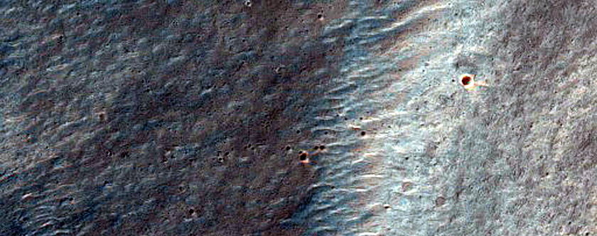 Craters Into Lava Flow Front