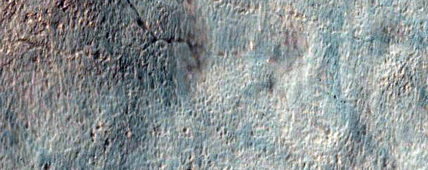 Irregular Cellular Structures around Crater in Southern Mid-Latitudes