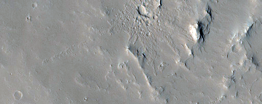 Crater Rim and Ejecta near Apollinaris Mons