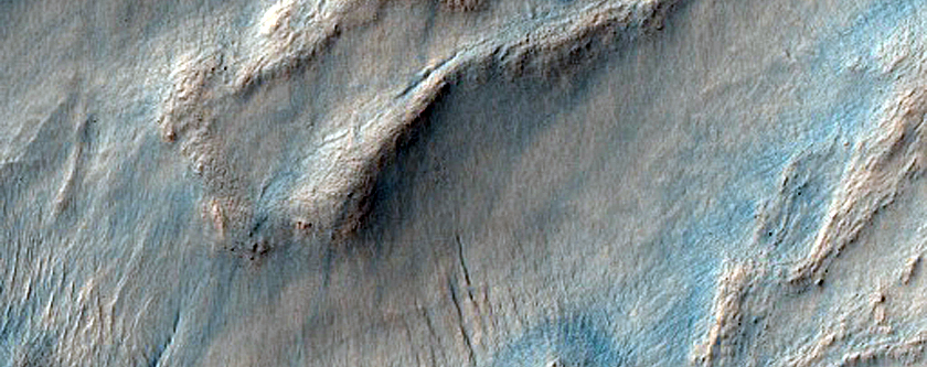 Irregular Cellular Structures around Crater in Southern Mid-Latitudes