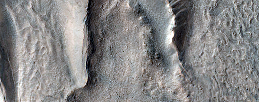 Irregular Cellular Structures around Crater in Southern Mid-Latitudes