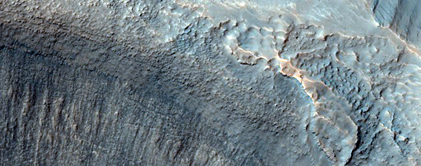 Irregular Cellular Structures around Crater in Southern Mid-Latitudes