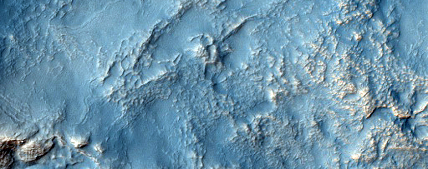 Irregular Cellular Structures around Crater in Southern Mid-Latitudes