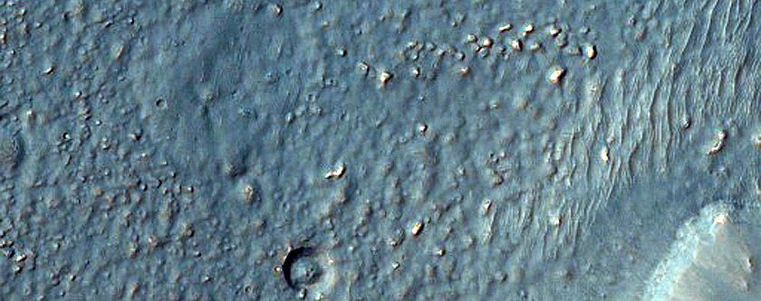 Gullies above Glacially Filled Crater