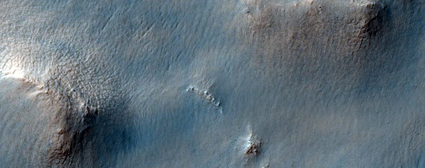 Irregular Cellular Structures around Crater in Southern Mid-Latitudes