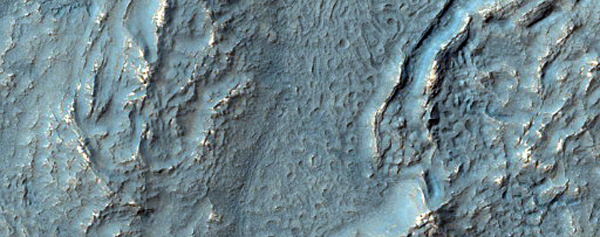 Irregular Cellular Structures around Crater in Southern Mid-Latitudes