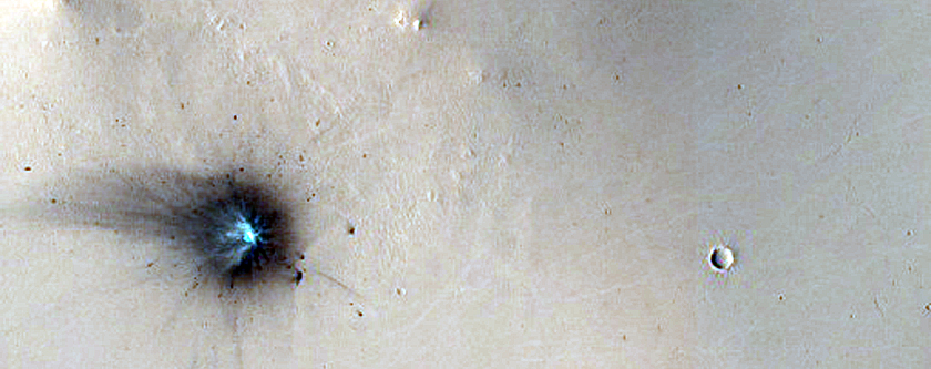 Recent Impact Site with Bright Bluish Materials