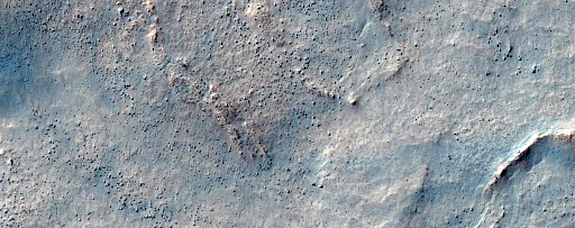 Irregular Cellular Structures around Crater in Southern Mid-Latitudes