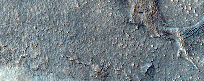 Irregular Cellular Structures around Crater in Southern Mid-Latitudes