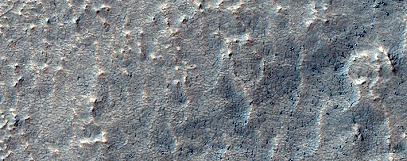 Irregular Cellular Structures around Crater in Southern Mid-Latitudes