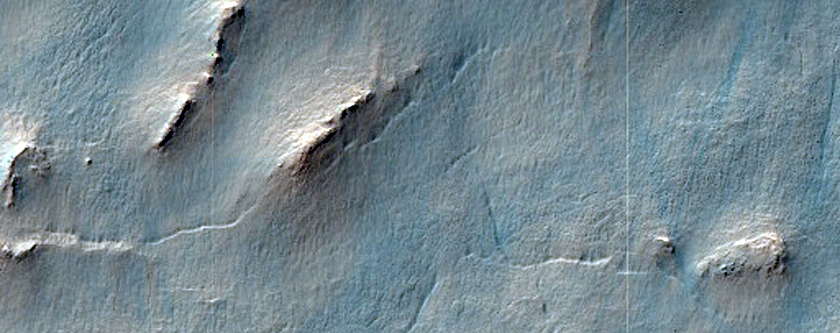 Irregular Cellular Structures around Crater in Southern Mid-Latitudes