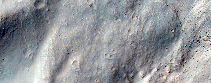 South-Facing Gullies in Steep Crater
