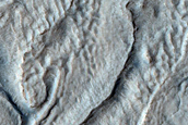 Surface Features around Crater near Hellas Planitia