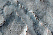 Irregular Cellular Structures on Crater Floor East of Icaria Fossae