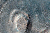 Irregular Cellular Structures around Crater in Southern Mid-Latitudes